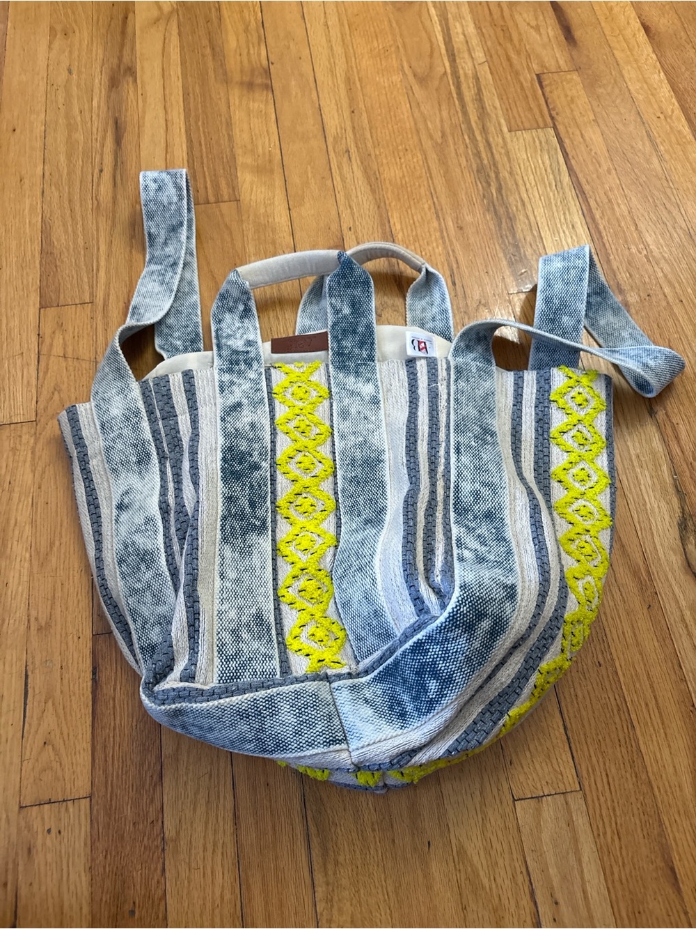 America and beyond tote boho large like new Striped Canvas Tote Bag with Neon Em